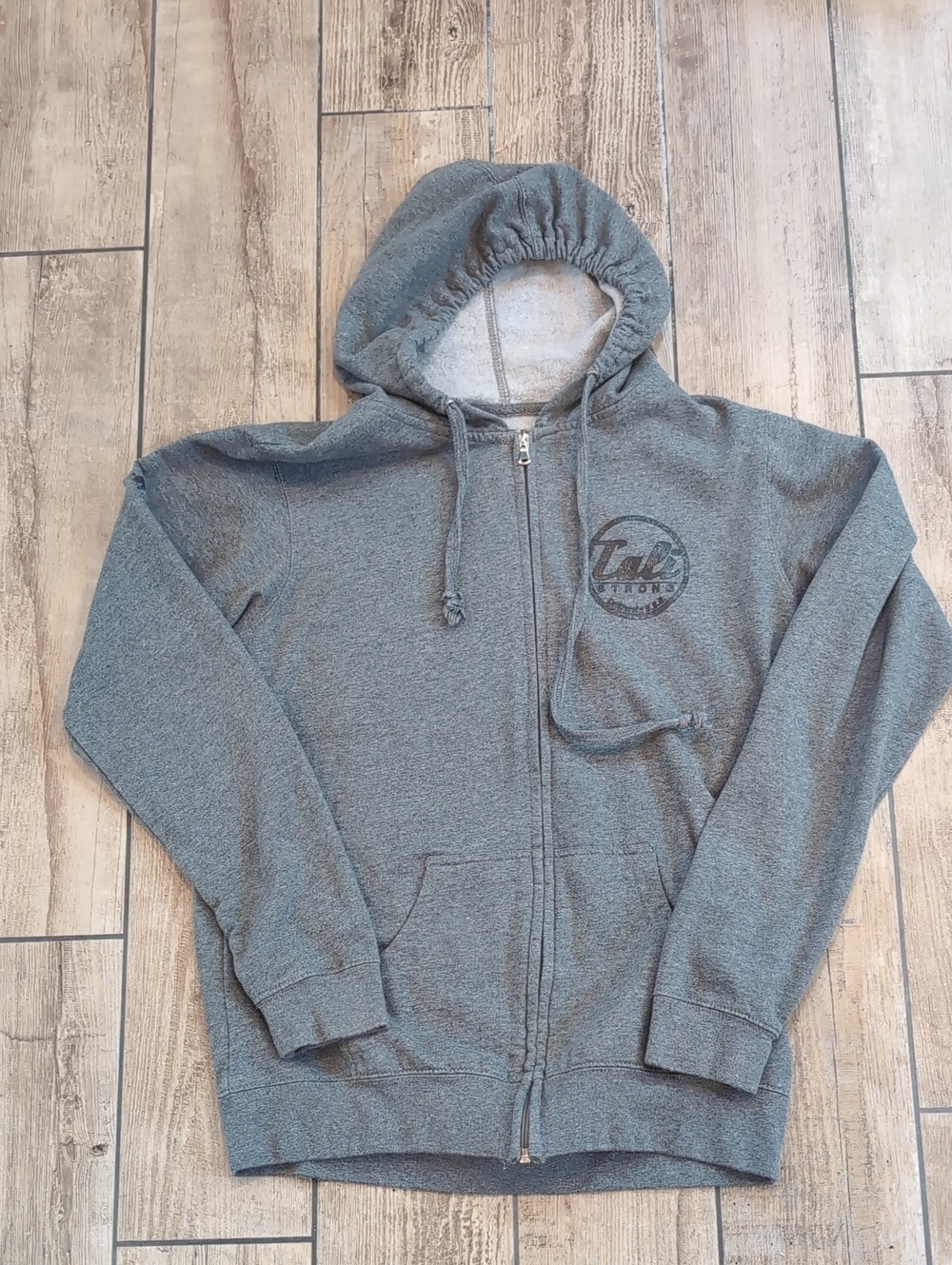 Cali Strong Full-Zip Gray Hooded Sweatshirt with Chest Logo